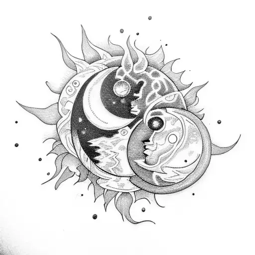Sun And Moon With Rose Bouquet