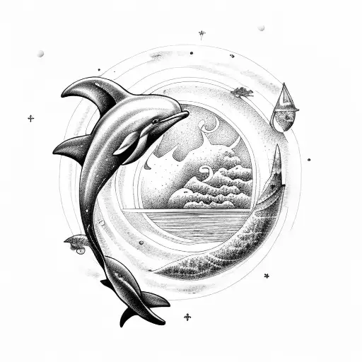 Dolphin And Moon