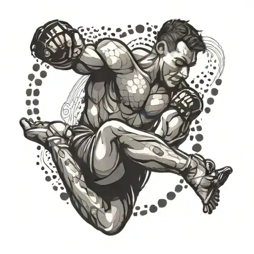 A Dancer Performing Mma Moves With A Music Theme