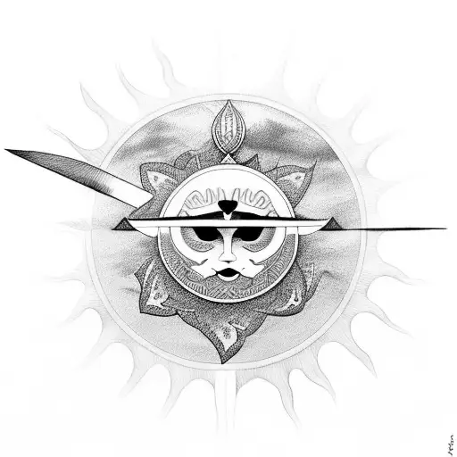 Warrior Samurai Arabic Islam Clouds Sun Moon