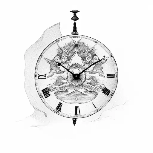 Father Time With Antique Clock In Forest Background