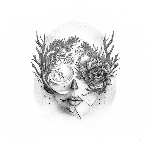 Painting Of Nature With Violin And Key Notes