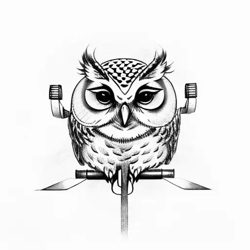 A Cute Little Owl Lifting Barbell Over Its Head