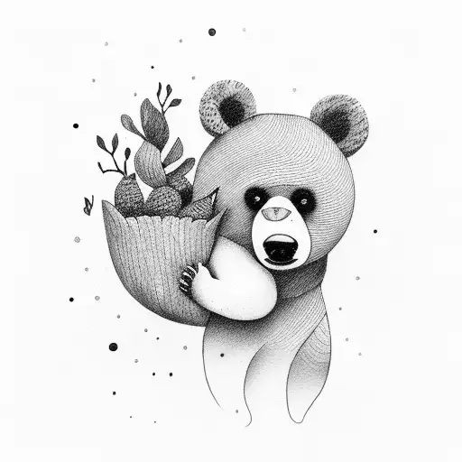 Women With A Baby With A Bear On Background