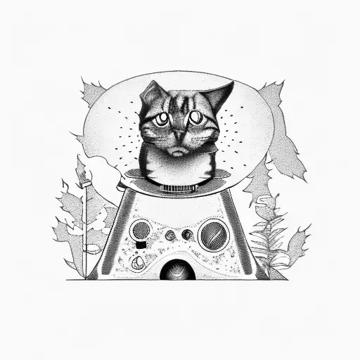 A Dog And A Cat Sitting On A Record Player In A Pnw Forest