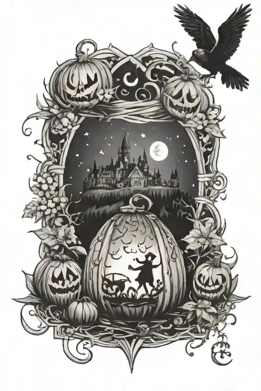 A Magical Harry Potter Themed Camping Scene With A Pumpkin Lantern