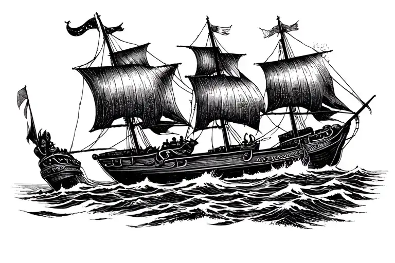 Vikings Sailing And Fighting