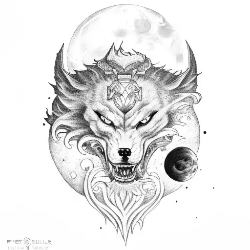 Fenrir Swallowing A Blood Moon Sleeve