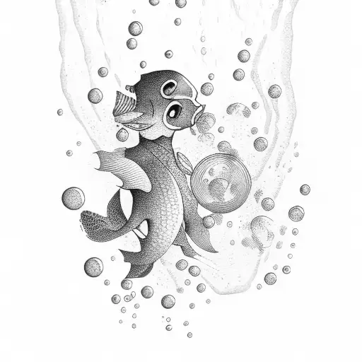 Word Underwater With Bubbles And Music Notes