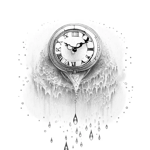 A Clock Watch Broken While Water Falling Down From Inside Of It And The Name Mia In The Middle