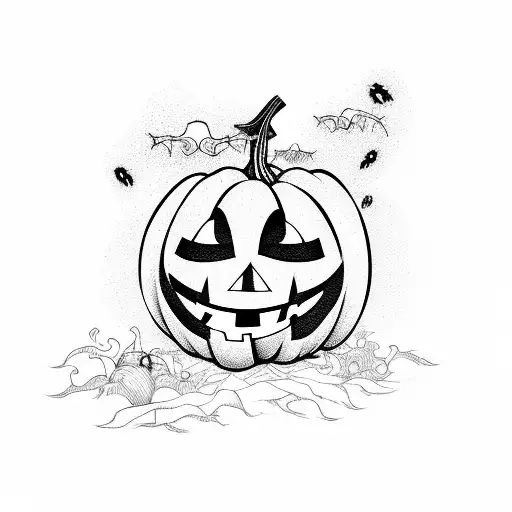 A Haunted Pumpkin Patch With Ghosts Floating Above