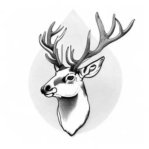Stag Head With A Robin And Magpie On Antlers