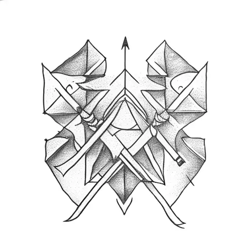 Straight Arrow With Three Small Flowers And Leaf Around The Arrow