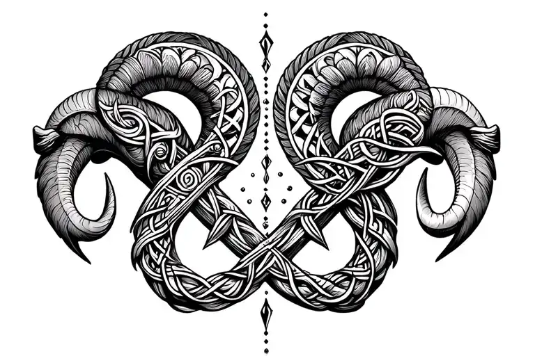 Sagittarius And Aries Combined Tattoo Celtic Style Smybols