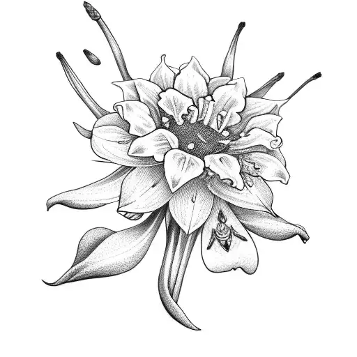 A Dotwork Floral Sleeve With Daffodils And Guernsey Lilies