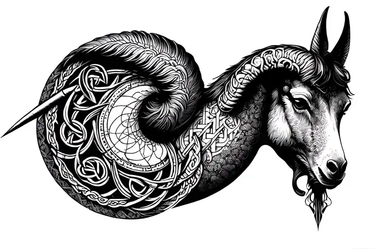 Sagittarius And Aries Combined Tattoo Celtic Style Smybols