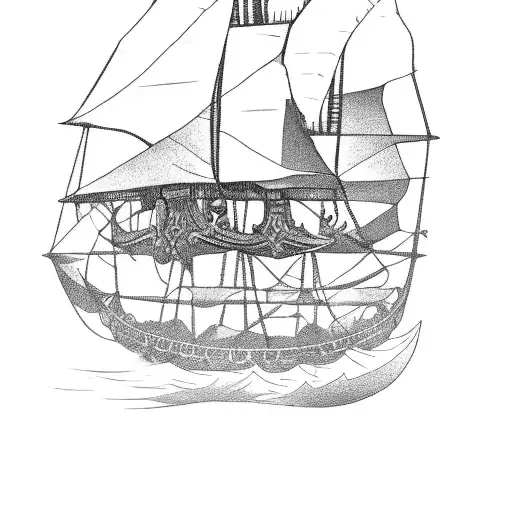 A Viking Longship With A Raven Figurehead And Cargo Crates On Deck