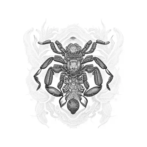 An Intricate Floral Design Incorporating A Scorpion Motif
