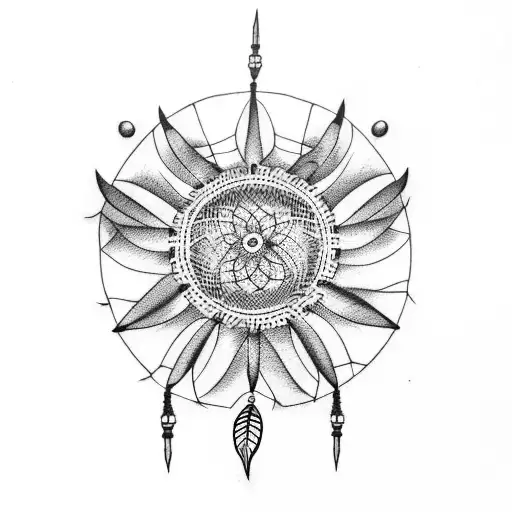 Tattoo Of A Dreamcatcher With A Punk Rock Twist