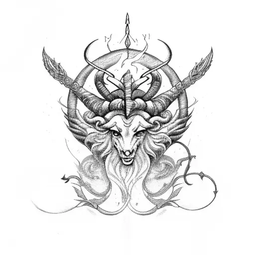 Aries With Phoenix And Fire And Sword