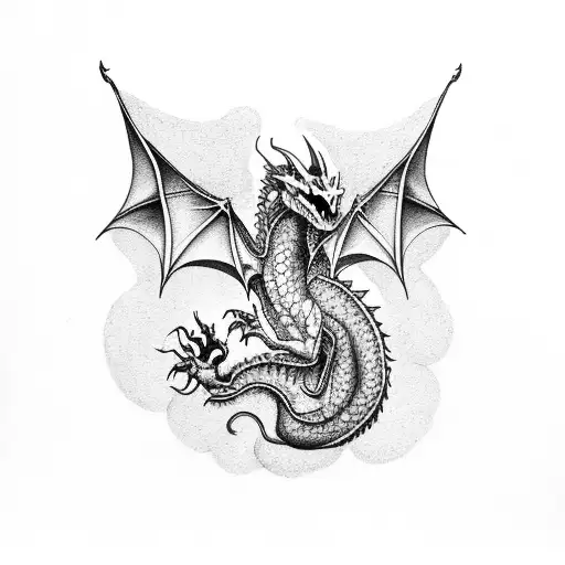 Evil Dragon With Fairys On Its Back
