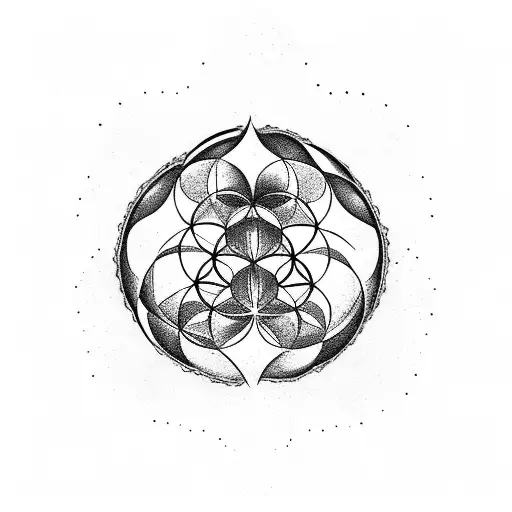 Mountains With Flower Of Life In The Background
