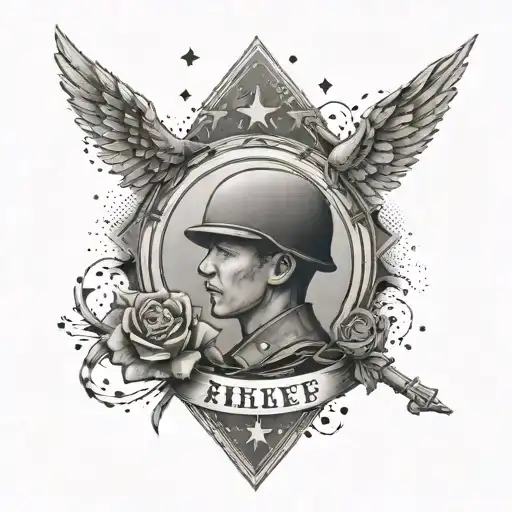 A Military-themed Tattoo With Your Child's Name And Birth Details Integrated Into The Design