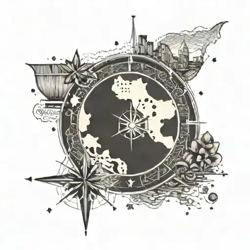 A Map Of Hanoi With A Coffee Bean Compass Rose Surrounded