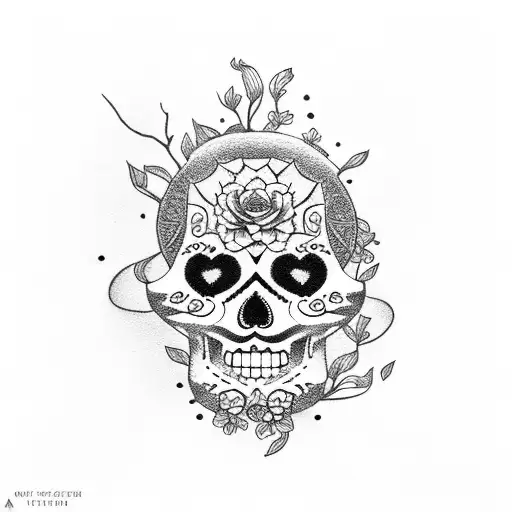 Dia De Los Muertos Mixed With Cherry Blossom Tree