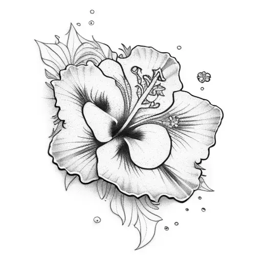 Hawaiian Design Sleeve With Hibiscus