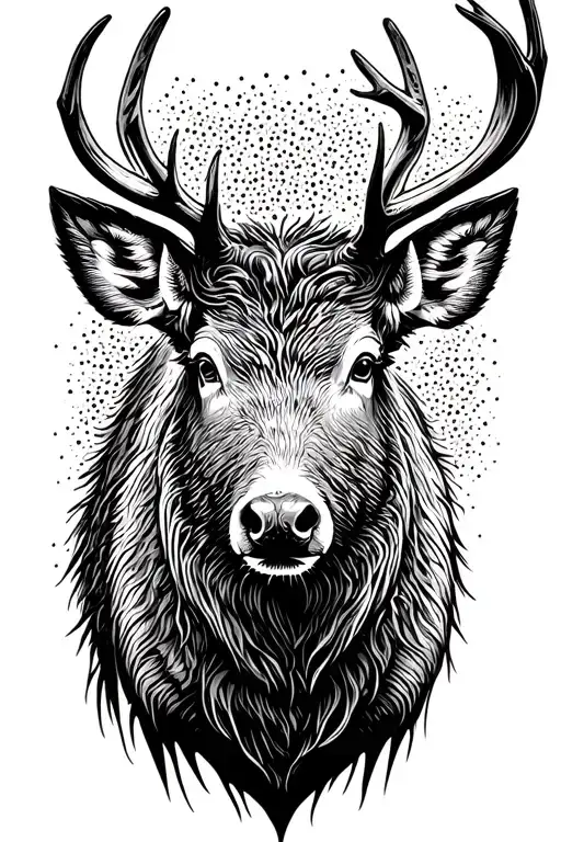 I Would Like A Deer With A Boar In A Viewfinder And A Decor Of A Nature