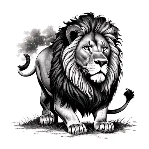 Lion With A Well -Developed Background