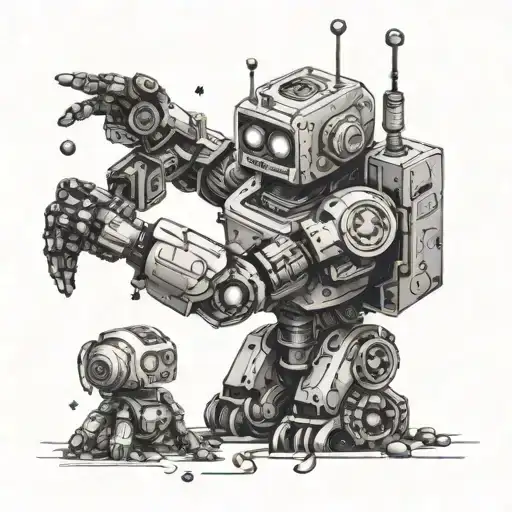 Humanoid Robot And Space Themed