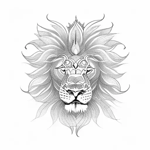 Pink Lotus With Lion