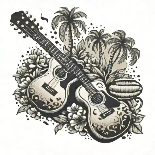 A Summer-themed Music Festival Scene With Guitars As The Main Focus