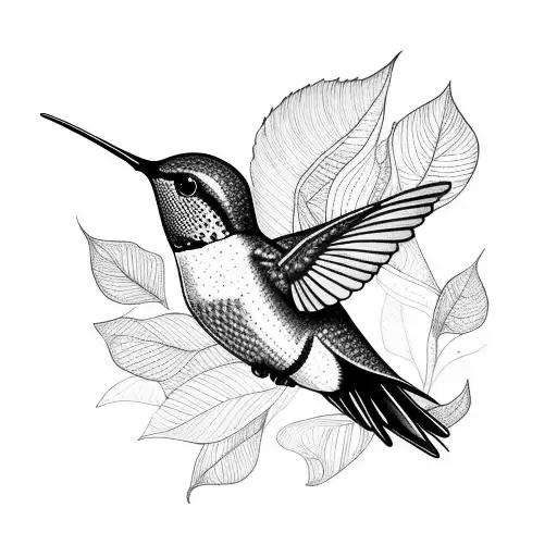 Hummingbird And Leaves
