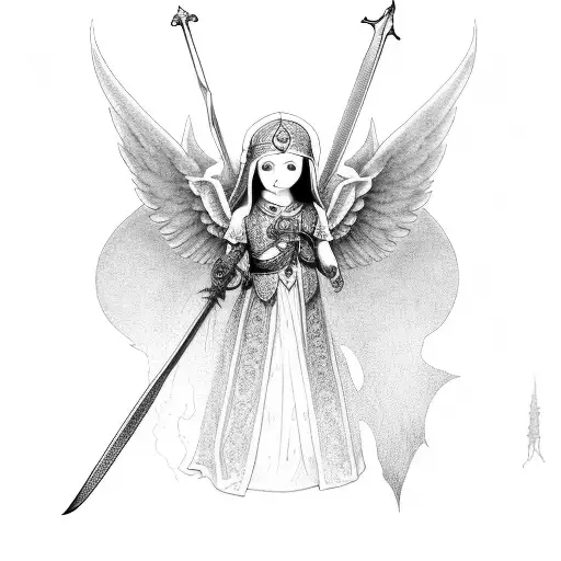 A Full Body Little Angel With A Sword