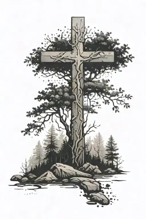 A Cross In A Forest