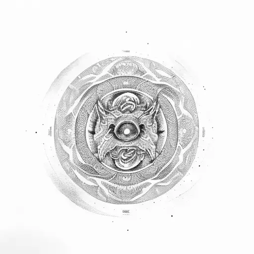 Tribal Howling Wolf Yin Yang