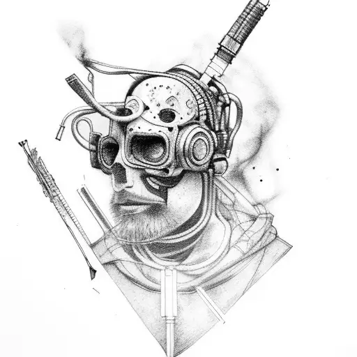 Cyberpunk Hobo Smoking