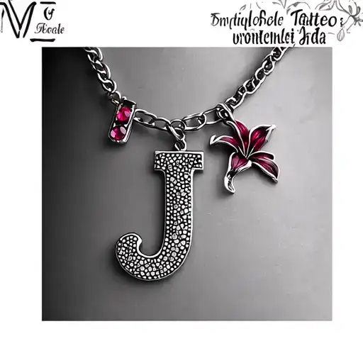 Charm Bracelet With Letter J And Lily Flower And Ruby