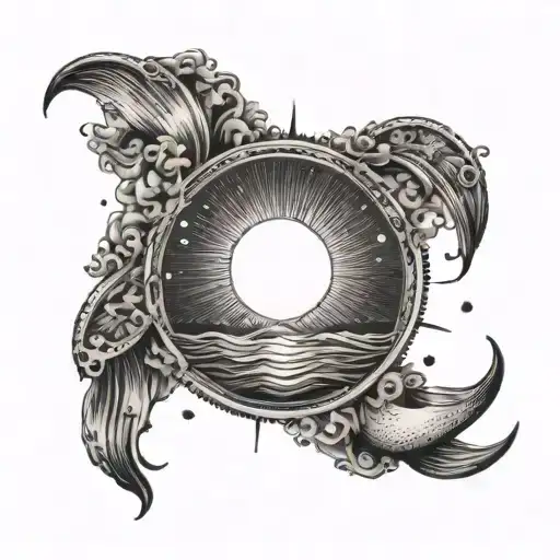 A Sun Setting Over The Ocean With 'Live In The Moment' Written Below