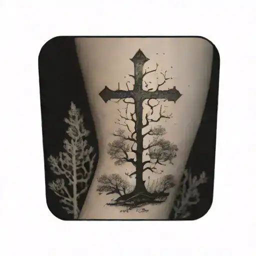 Shinning Cross And Tree