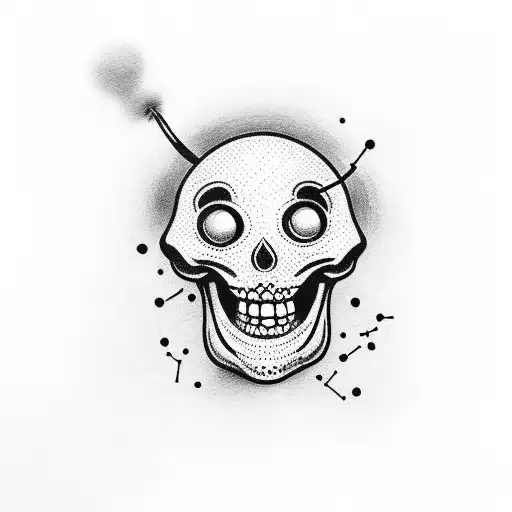 Smiliing Dancing Skeleton With Cigarette