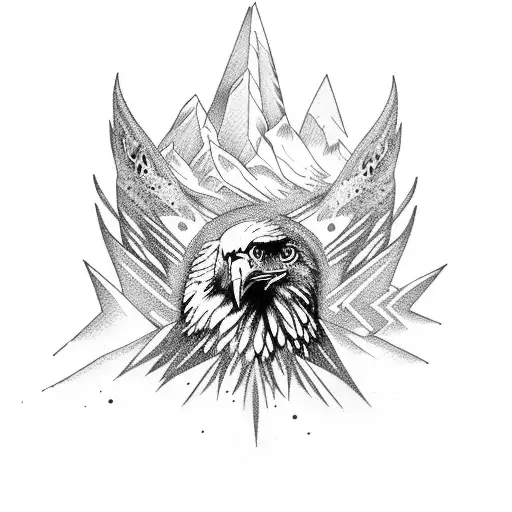 An Eagle Flying Through Ice Mountains Towards The Sun