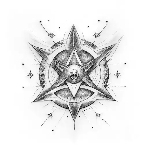 Galaxy And Marine Inspired Tattoo Wrapped Around Calf