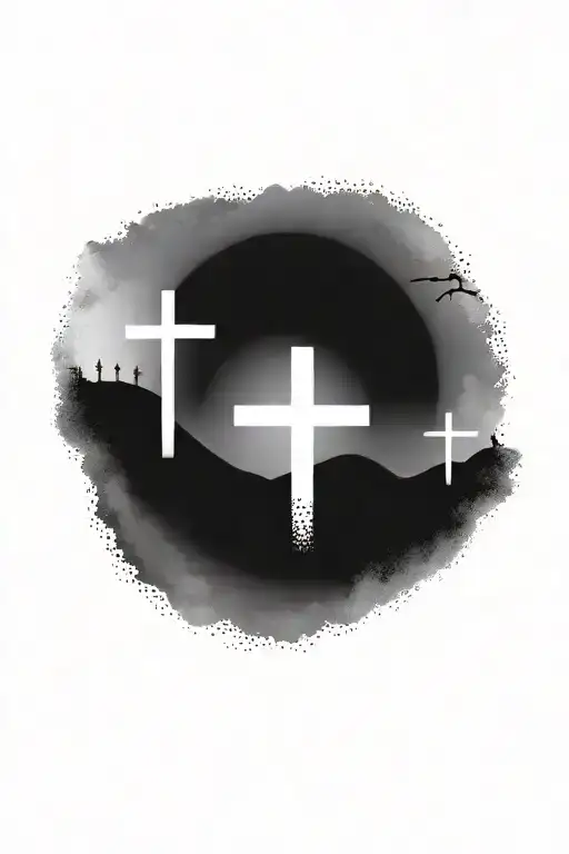 Three Crosses On A Hill