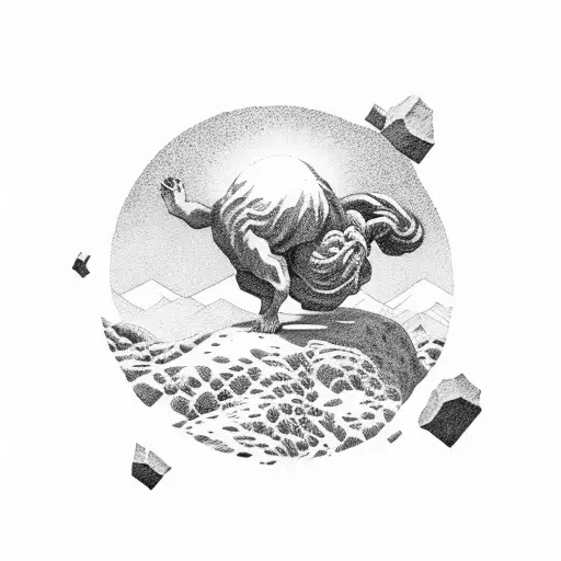 Sysiphus In Mountain With Sun