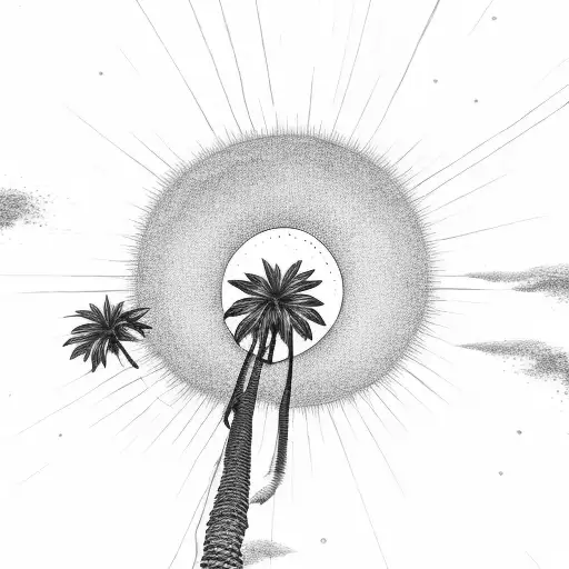Tall Palm Tree And Sun