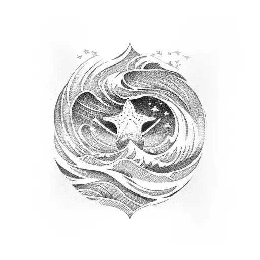 Ocean Wave With A Star On Top